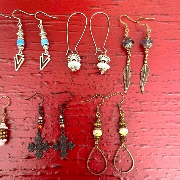Earring Lot 10 Pair Hand Crafted Artisan Earrings Bohemian Earrings NEW # 194 - Picture 3 of 5